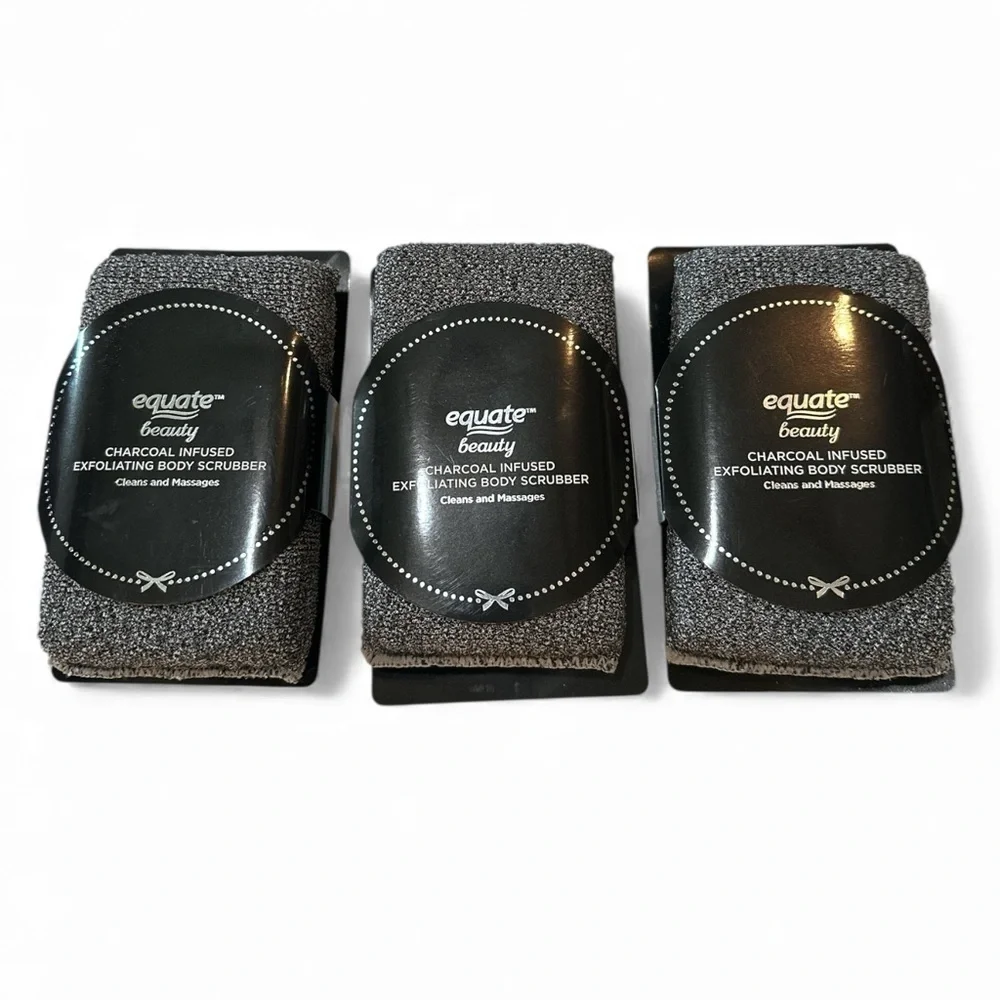 Equate Beauty Charcoal Infused Exfoliating Body Scrubber – 3 Pack | NWT